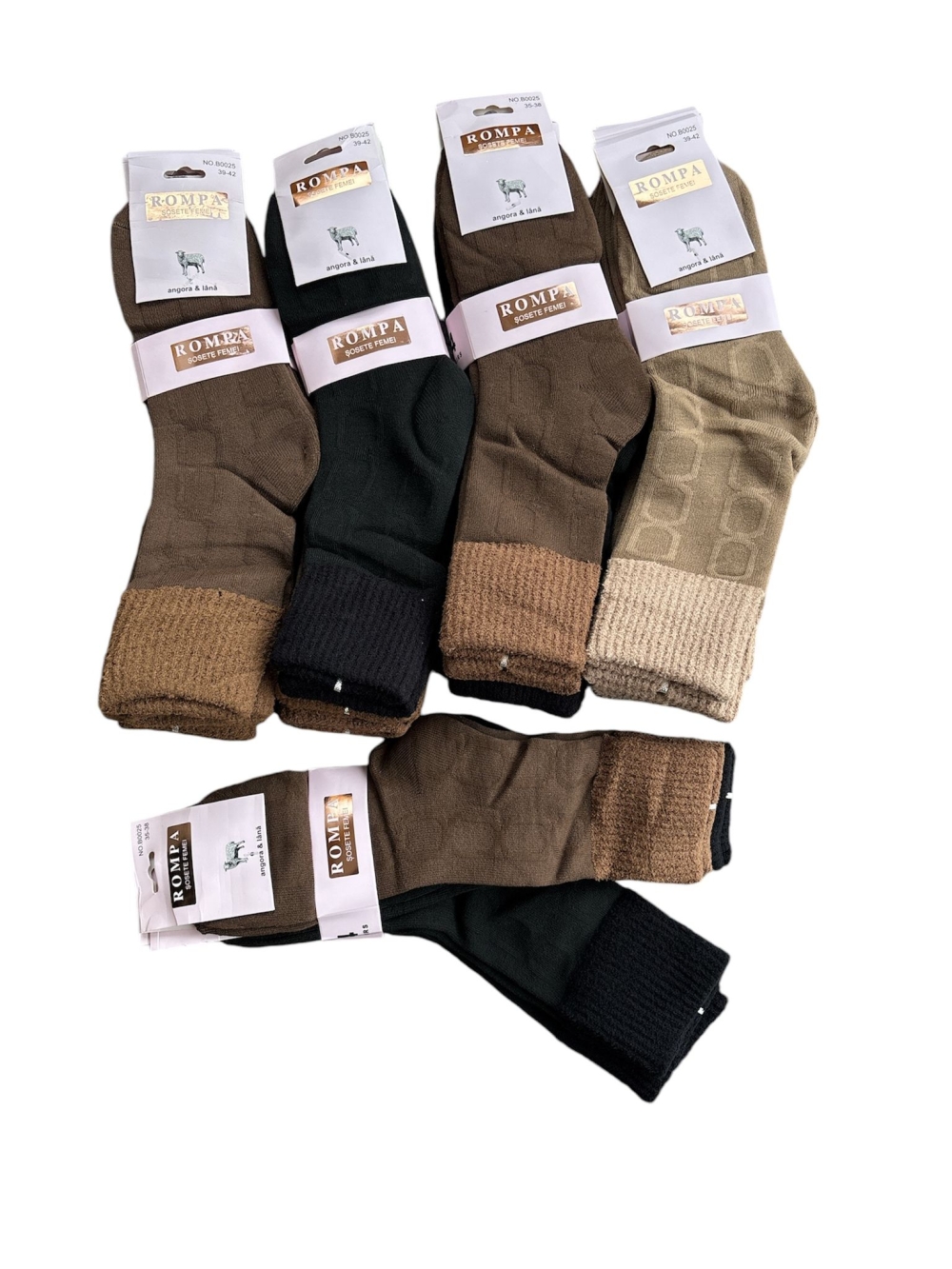  sosete dama lana si angora flausate 36-41 culori combinate 20/set