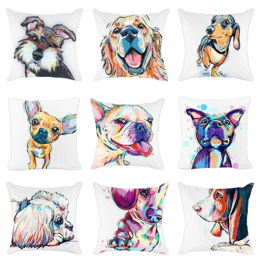  Fata de perna decorativa 45 x 45 cm, modele cu Caini - Engros