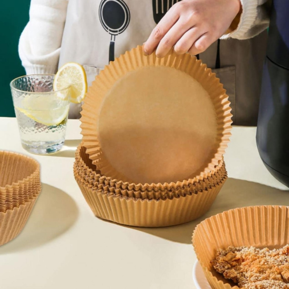  Set de 50 hartii de copt pentru friteuza Saizone bej, 16 x 4.5 cm - Engros