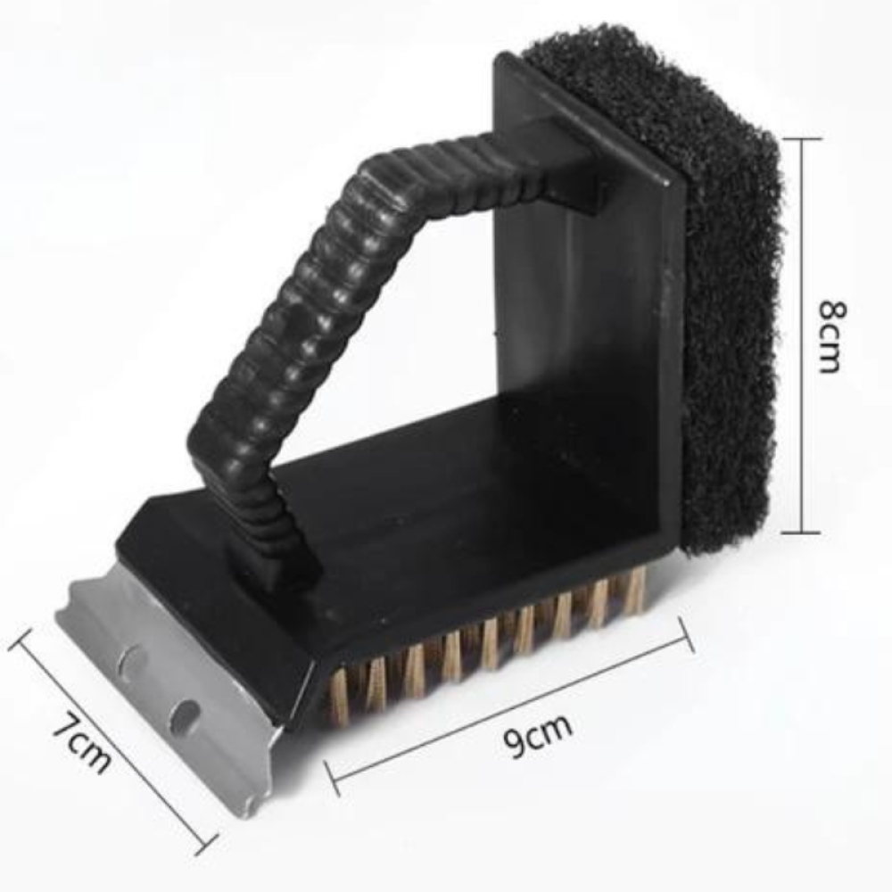  PERIE GRILL 3 ÎN-1 – Curățător perfect pentru grătar, cu peri durabili din oțel inoxidabil, racletă, Engros