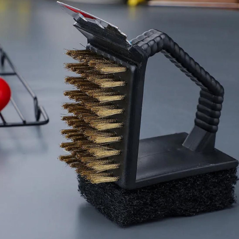  PERIE GRILL 3 ÎN-1 – Curățător perfect pentru grătar, cu peri durabili din oțel inoxidabil, racletă, Engros