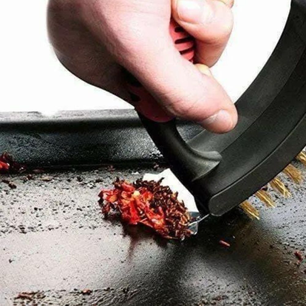  PERIE GRILL 3 ÎN-1 – Curățător perfect pentru grătar, cu peri durabili din oțel inoxidabil, racletă, Engros
