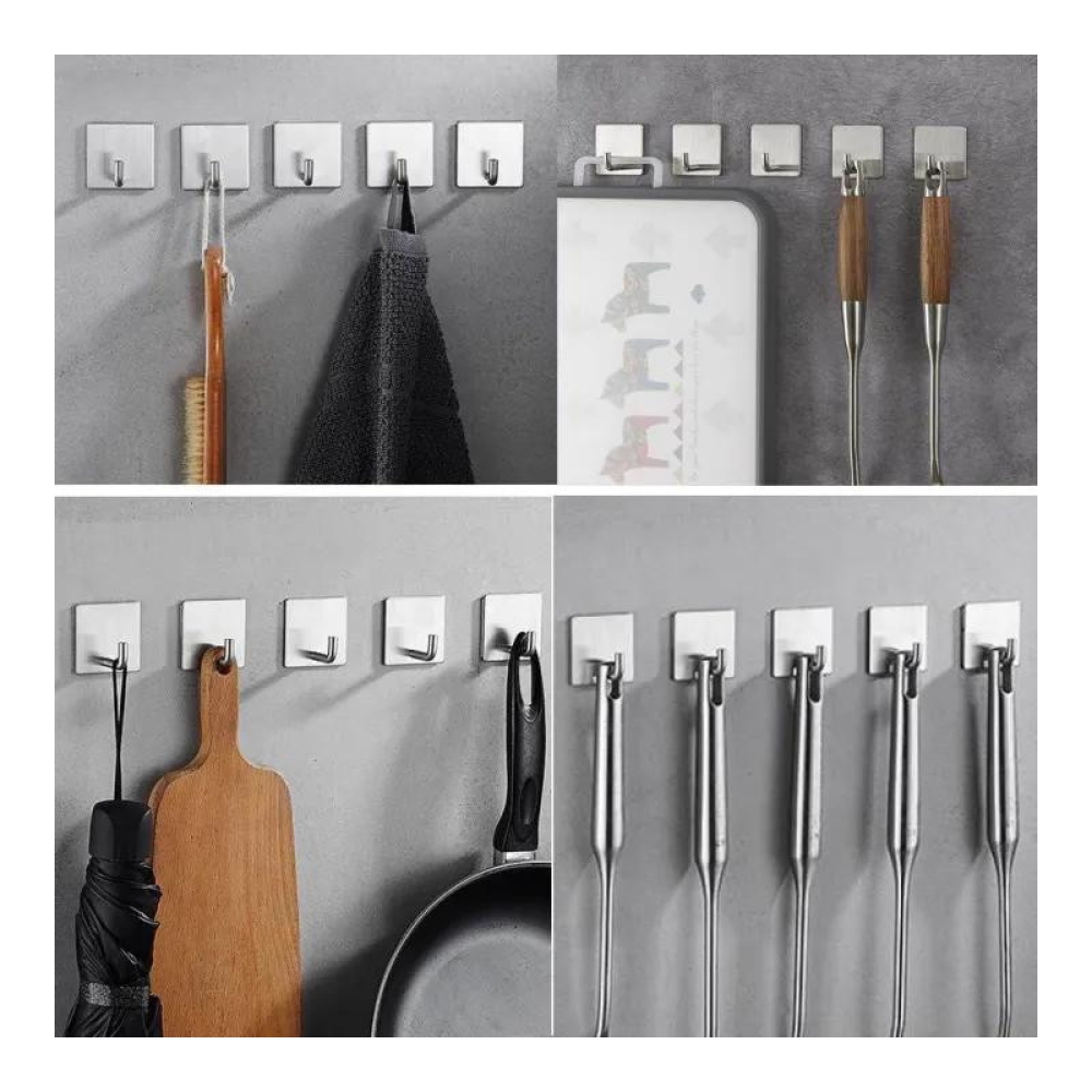  Cuier din oțel inoxidabil cu dublu adeziv, de perete pentru organizare Engros