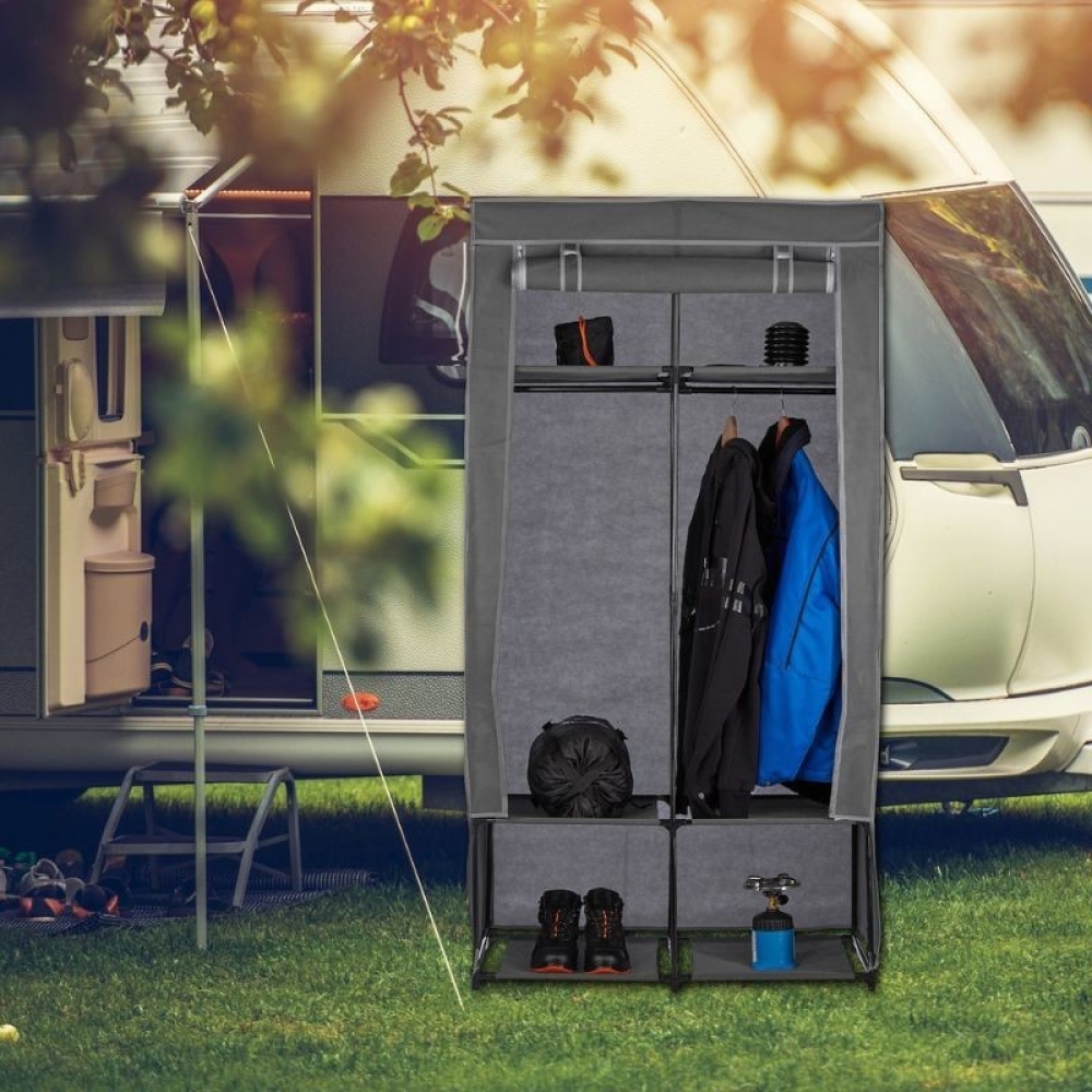  Dulap Textil Casa/ Camping,  gri, 172 x 90 x 45 cm