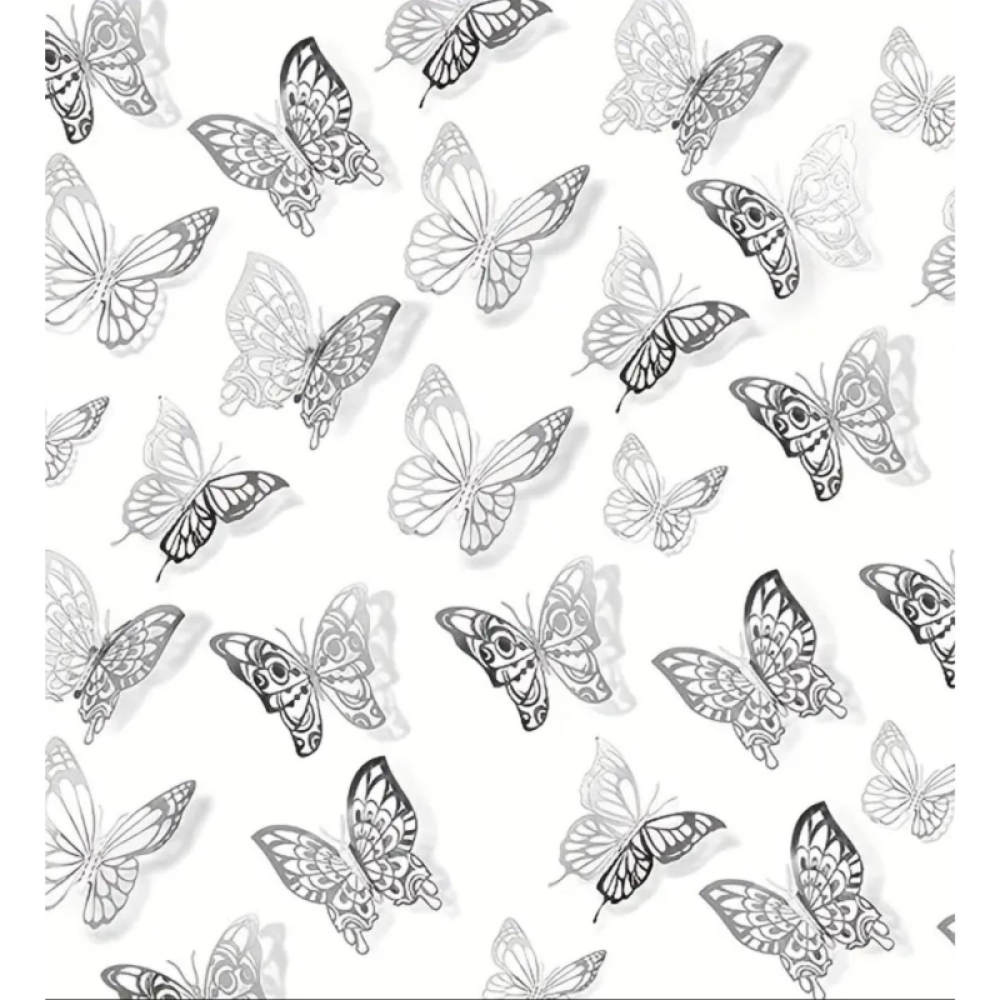  Set Sticker Perete , Fluturi Metalici 3D , Auriu, 12 buc, 11 - 9.5 cm, Auriu, Engros