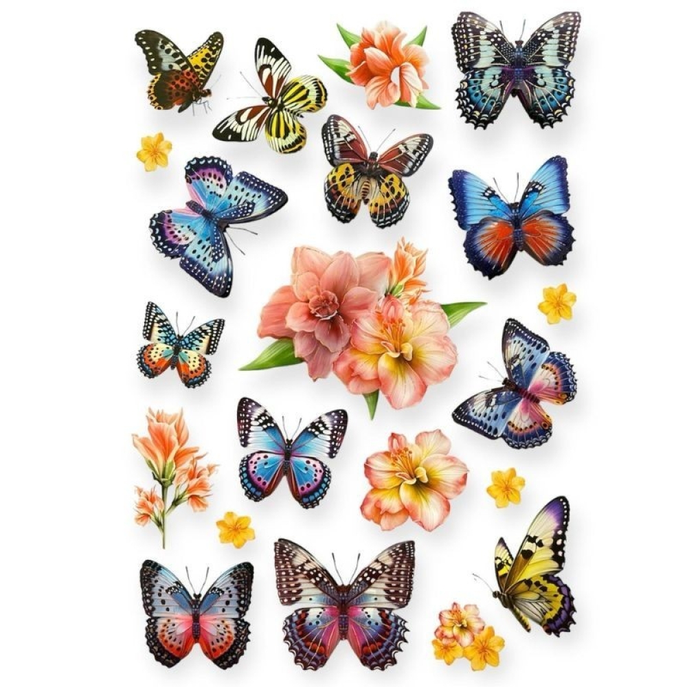  Stickere pentru perete Fluturi multicolor, 50 x 35 cm, Engros