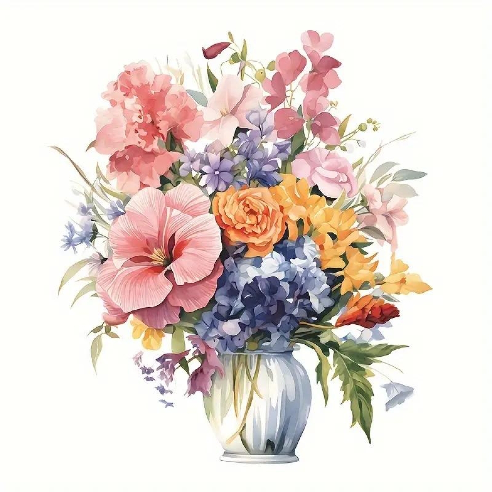  Sticker 3D Vaza cu flori, 50 x 35 cm, Engros