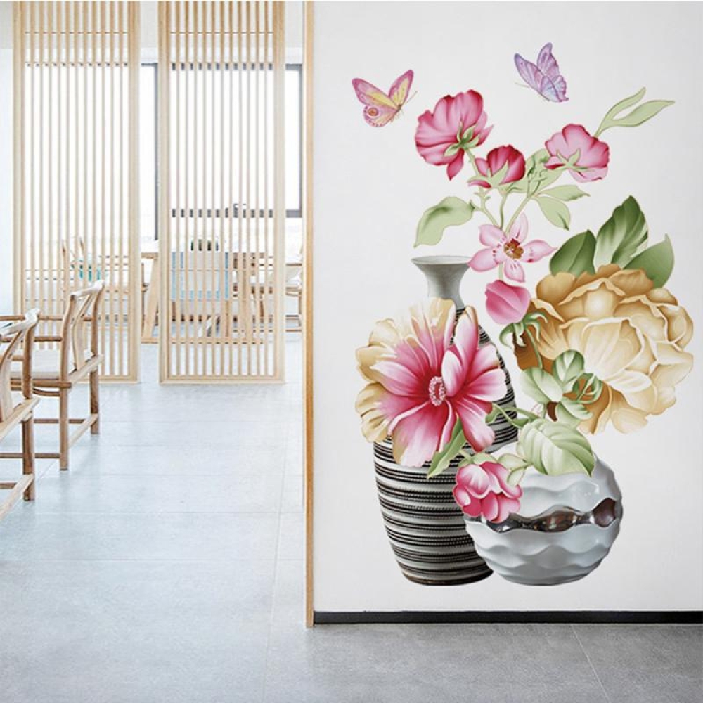  Sticker 3D Vaza cu flori, 50 x 35 cm, Engros