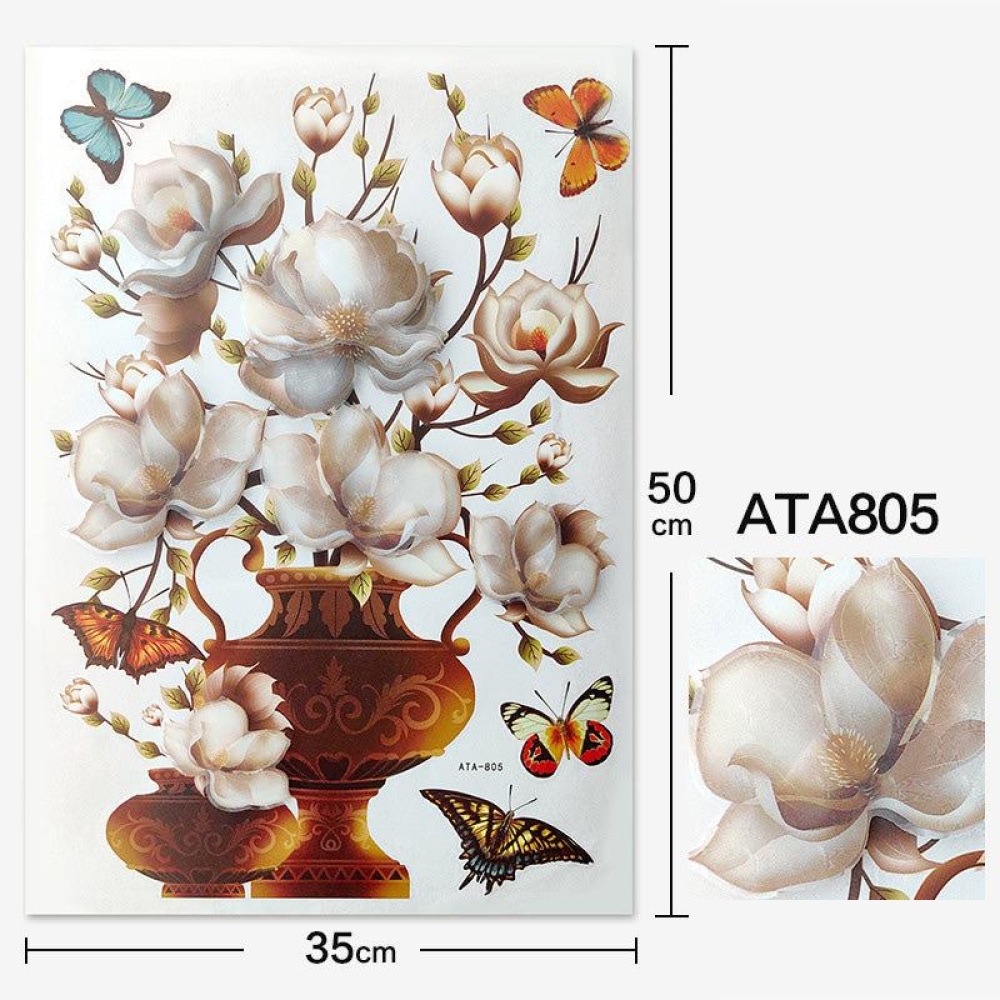  Sticker 3D Vaza cu flori, 50 x 35 cm, Engros