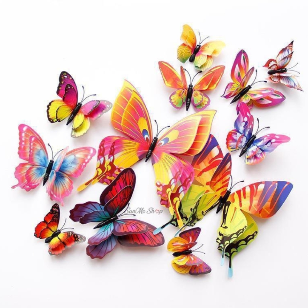  Stickere Decorative de perete 3D Cu Fluturi, 49 x 35 cm, Diverse modele - Engros