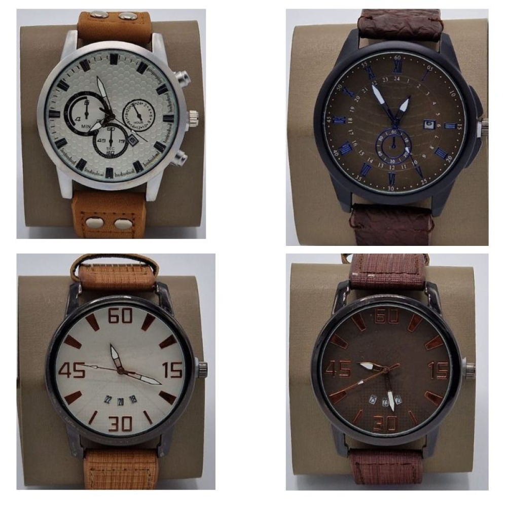  Ceasuri pentru Bărbați cu Data cu Curea din piele - 4 Modele Diferite, Engros