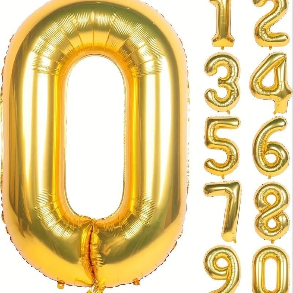  Set Baloane Cifre, de la 0 la 9, 68 x 53 cm, Auriu - Engros