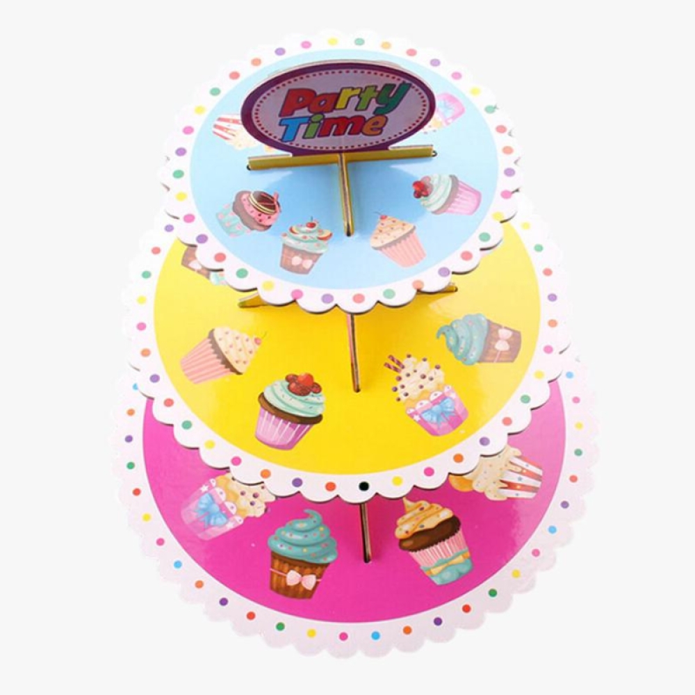  Suport pentru cupcake pentru prăjituri, 3 niveluri, Rotund, din Carton - Engros