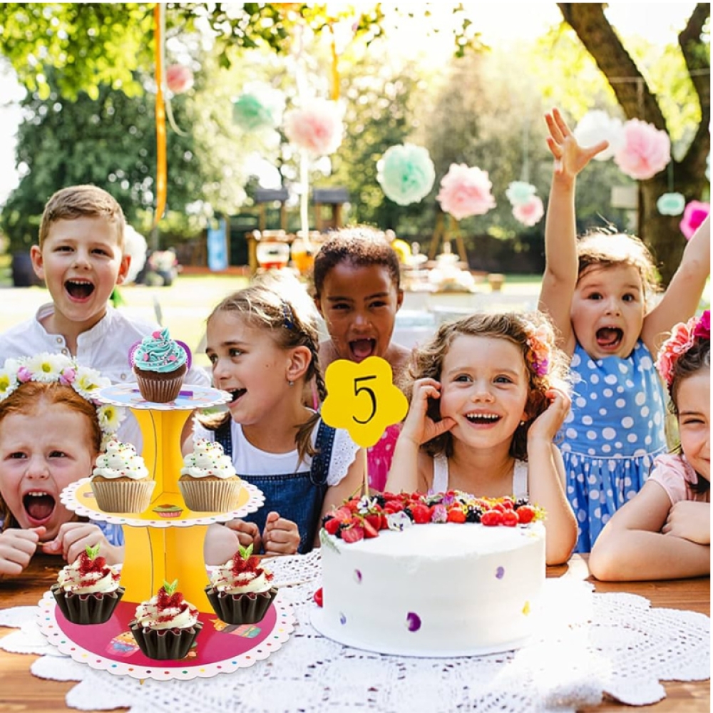  Suport pentru cupcake pentru prăjituri, 3 niveluri, Rotund, din Carton - Engros