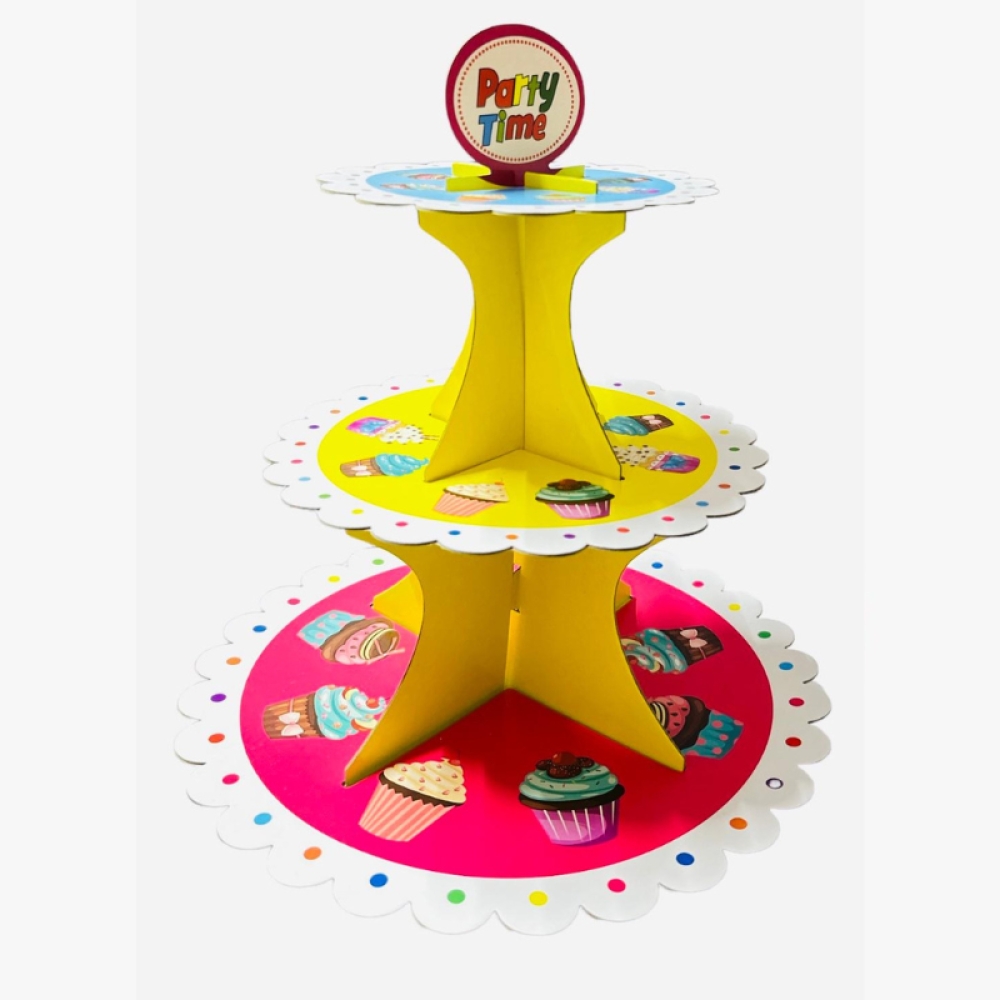  Suport pentru cupcake pentru prăjituri, 3 niveluri, Rotund, din Carton - Engros