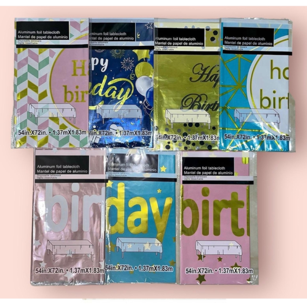  Fata de Masa Pentru Petrecere, Aniversare, din Folie  Aluminiu, model La Multi Ani, 137 cm × 183 cm - Engros