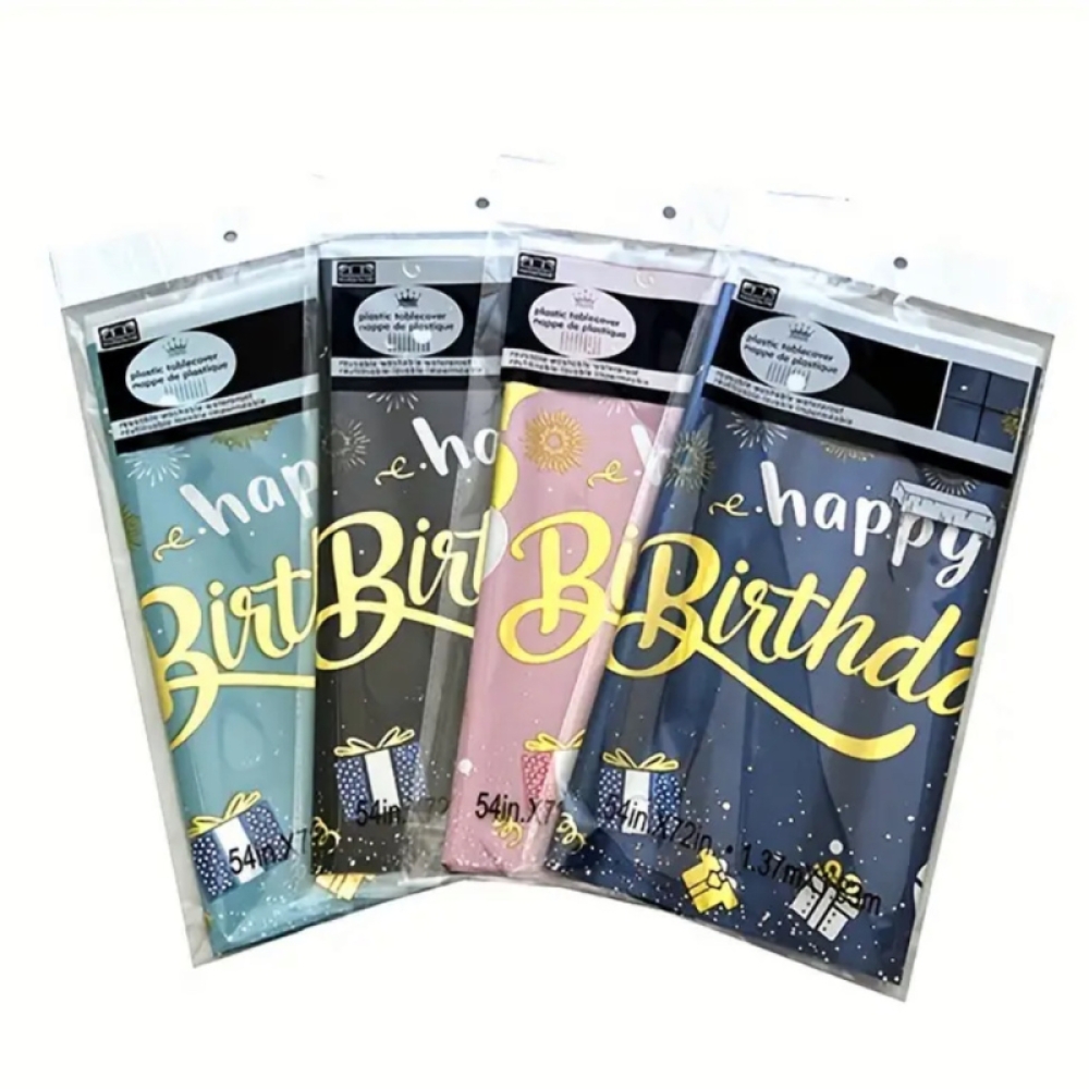  Fata de Masa Pentru Petrecere, Aniversare, din Folie  Aluminiu, model La Multi Ani, 137 cm × 183 cm - Engros