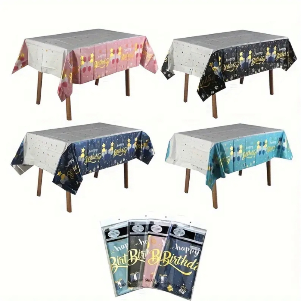  Fata de Masa Pentru Petrecere, Aniversare, din Folie  Aluminiu, model La Multi Ani, 137 cm × 183 cm - Engros