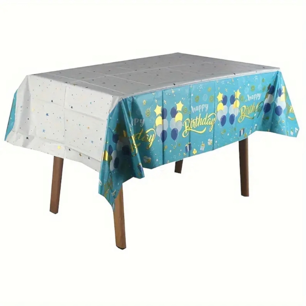  Fata de Masa Pentru Petrecere, Aniversare, din Folie  Aluminiu, model La Multi Ani, 137 cm × 183 cm - Engros