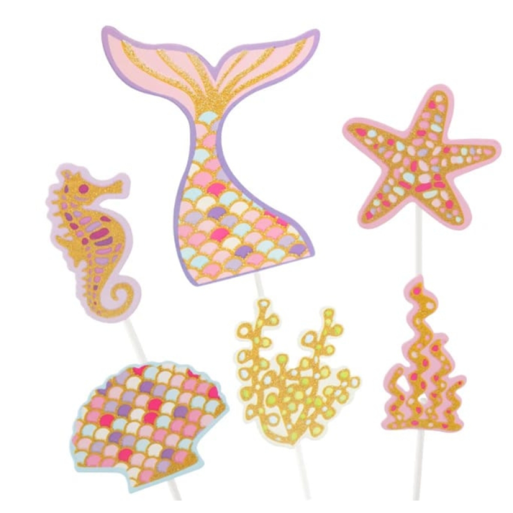  Set Aniversar Sirena - 153 Piese, Farfurii, Pahare, Tacâmuri și Decoratiuni