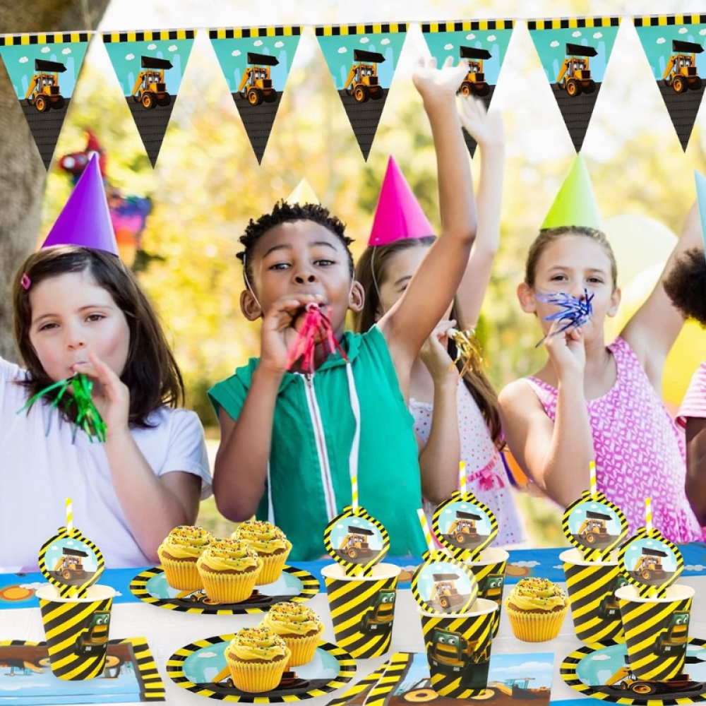  Set Aniversar Camioneta - 121 Piese, Farfurii, Pahare, Tacâmuri și Decoratiuni