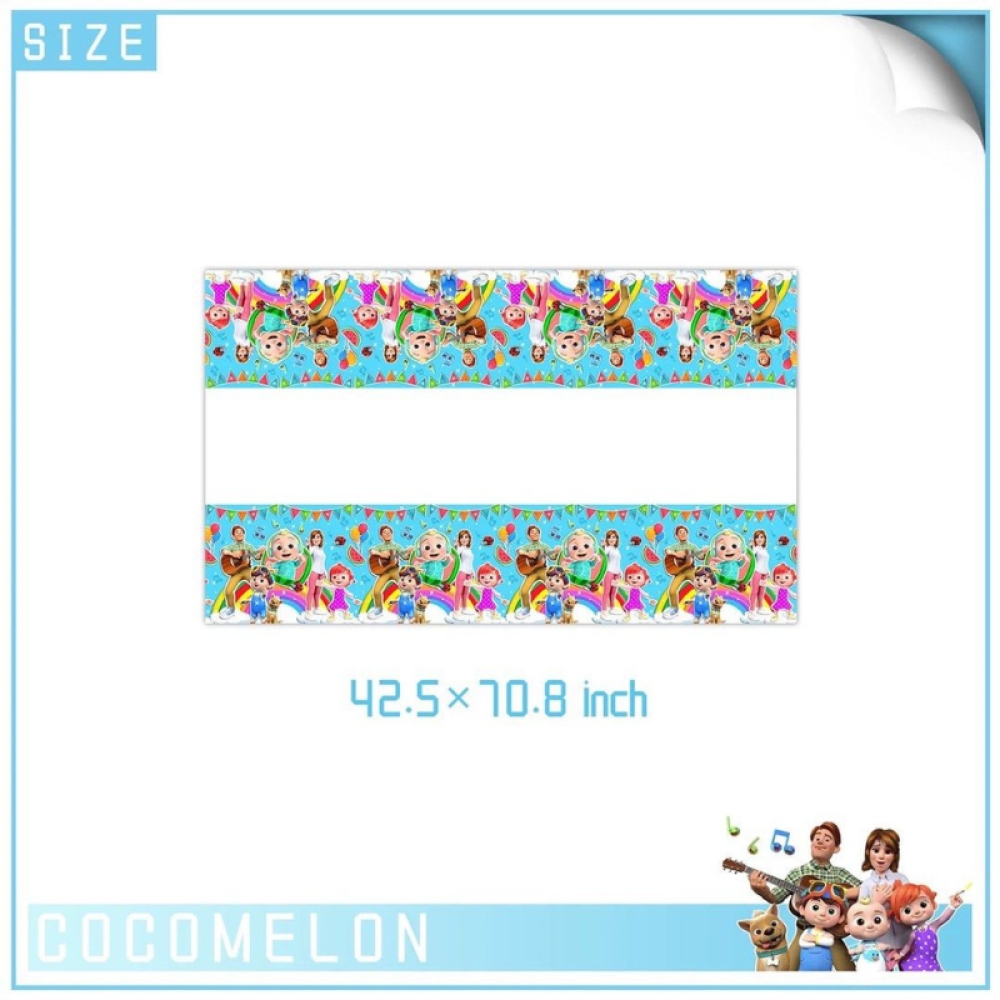  Set Aniversar Cocomelon - 144 Piese, Farfurii, Pahare, Tacâmuri și Decoratiuni