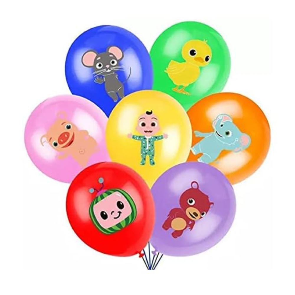  Set Aniversar Cocomelon - 144 Piese, Farfurii, Pahare, Tacâmuri și Decoratiuni