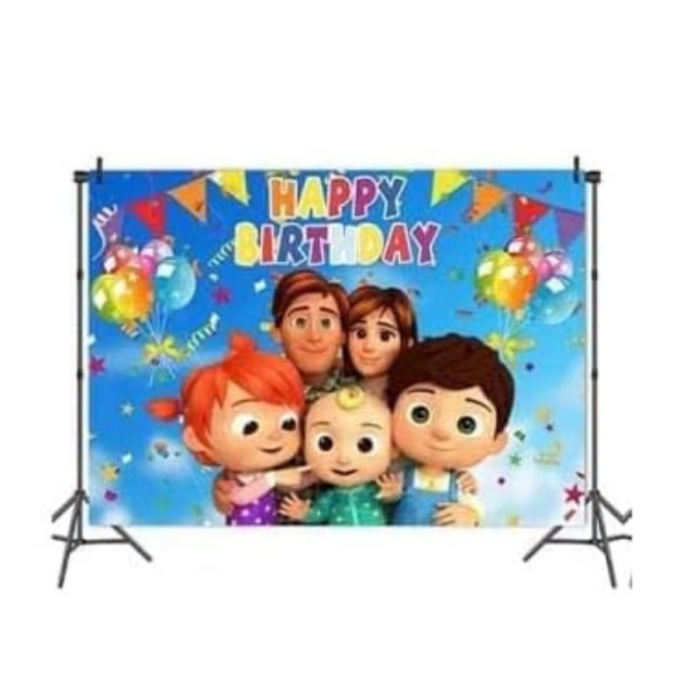  Set Aniversar Cocomelon - 144 Piese, Farfurii, Pahare, Tacâmuri și Decoratiuni