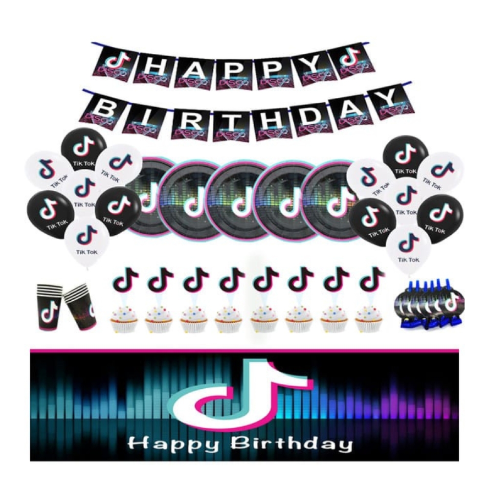  Set Aniversar - 140 Piese, Farfurii, Pahare, Tacâmuri și Decoratiuni, Engros