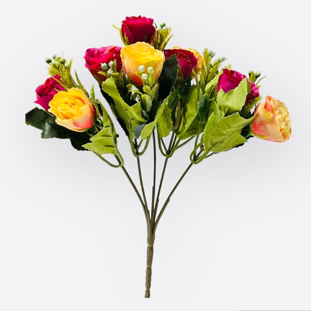  Buchet Trandafiri din Flori Artificiale, 5 capete, 27 cm - Engros