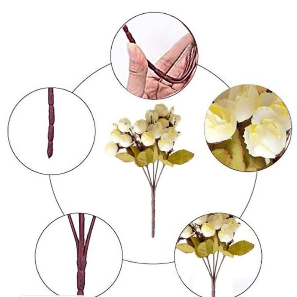  Buchet Trandafir Artificiale 5 Fire, 33 cm, 10 Flori - Engros