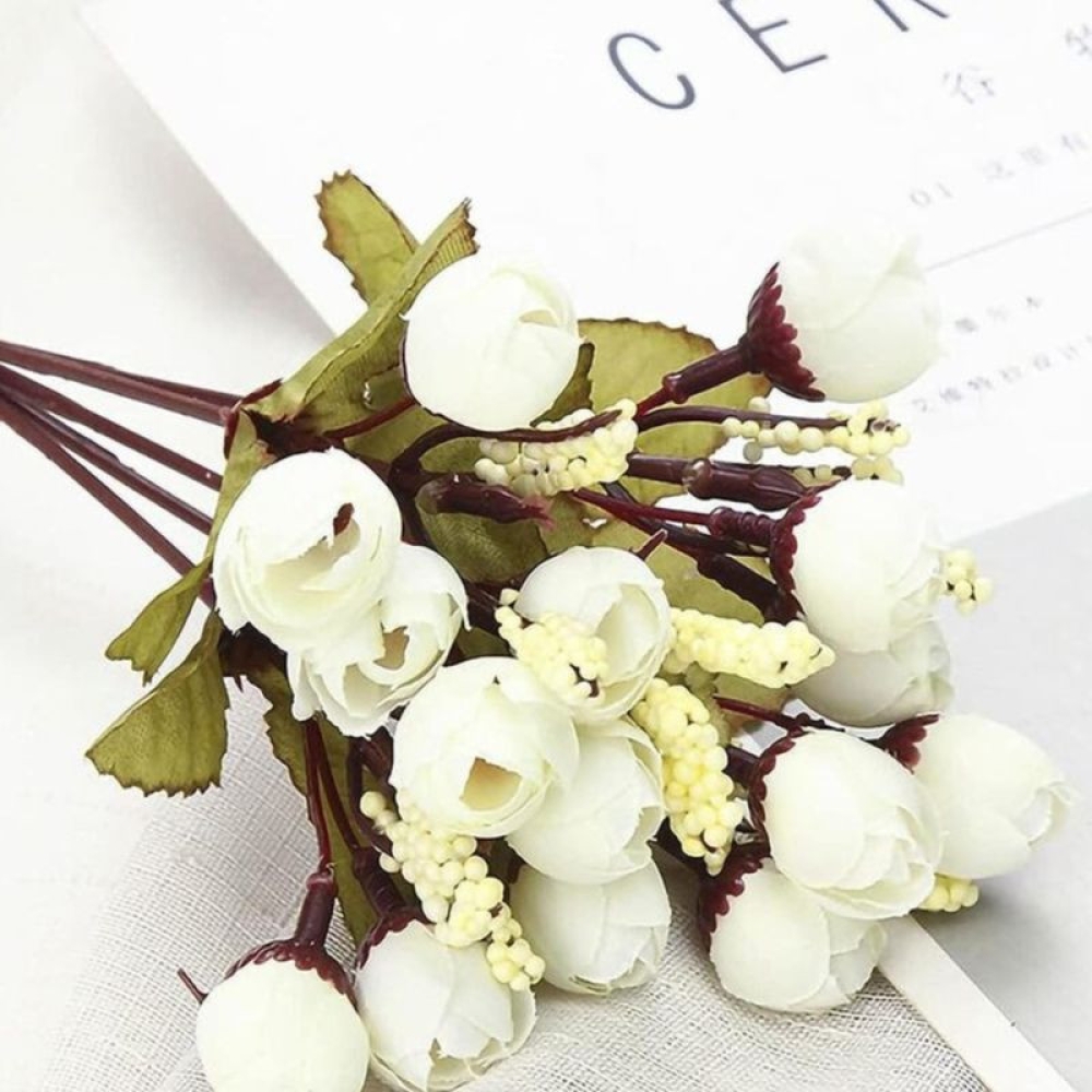  Buchet Trandafir Artificiale 5 Fire, 33 cm, 10 Flori - Engros