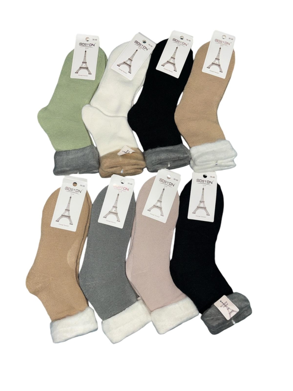  sosete flausate dama angora si lana 36-41 culori combinate 20/set