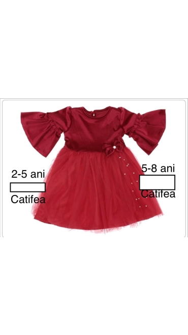 rochie fete rosie catifea 2-5 ani 4/set