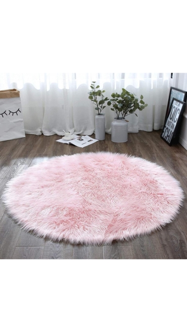 Covor Rotund din blana sintetica, 80 cm, Diverse culori - Engros