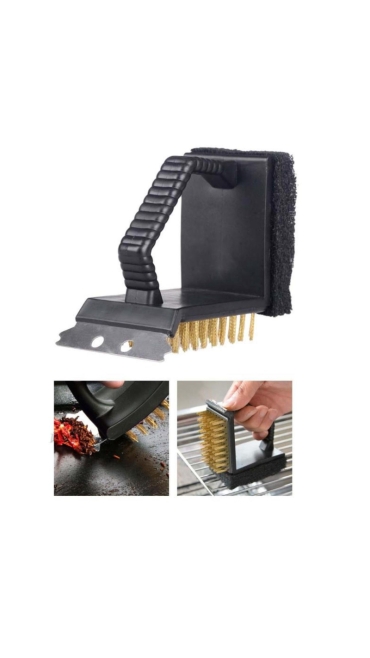 PERIE GRILL 3 ÎN-1 – Curățător perfect pentru grătar, cu peri durabili din oțel inoxidabil, racletă, Engros