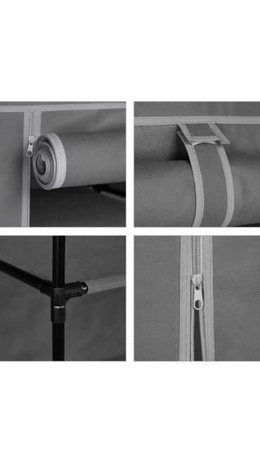 Dulap Textil Casa/ Camping,  gri, 172 x 90 x 45 cm