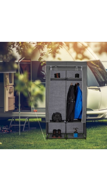 Dulap Textil Casa/ Camping,  gri, 172 x 90 x 45 cm