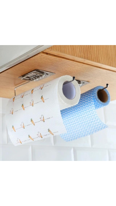 Suport autoadeziv prosoape hartie, Inox, 22 cm, Argintiu - Engros