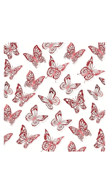 Set Sticker Perete , Fluturi Metalici 3D , Auriu, 12 buc, 11 - 9.5 cm, Auriu, Engros