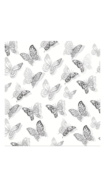 Set Sticker Perete , Fluturi Metalici 3D , Auriu, 12 buc, 11 - 9.5 cm, Auriu, Engros