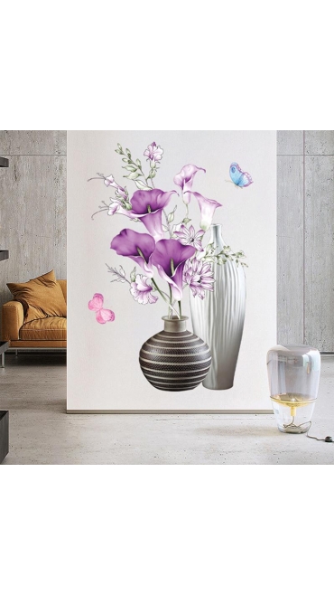 Sticker 3D Vaza cu flori, 50 x 35 cm, Engros