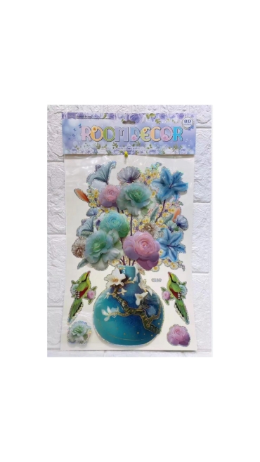 Sticker 3D Vaza cu flori, 50 x 35 cm, Engros