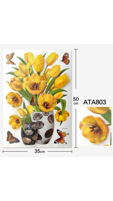 Sticker 3D Vaza cu flori, 50 x 35 cm, Engros