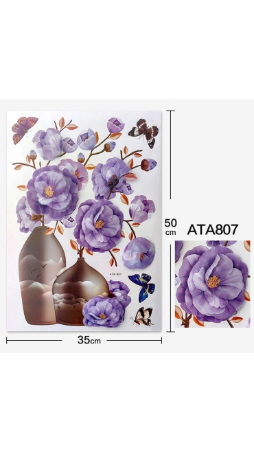 Sticker 3D Vaza cu flori, 50 x 35 cm, Engros