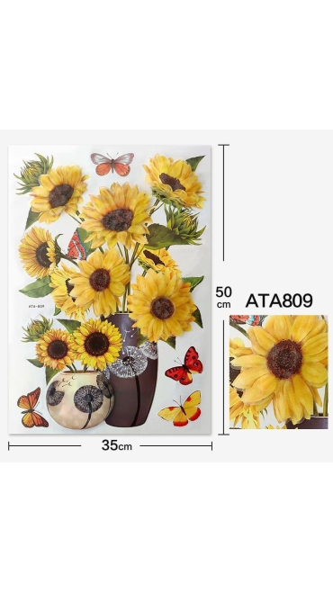 Sticker 3D Vaza cu flori, 50 x 35 cm, Engros
