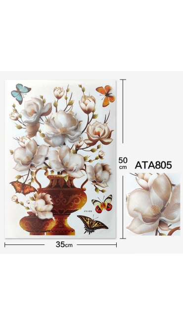 Sticker 3D Vaza cu flori, 50 x 35 cm, Engros