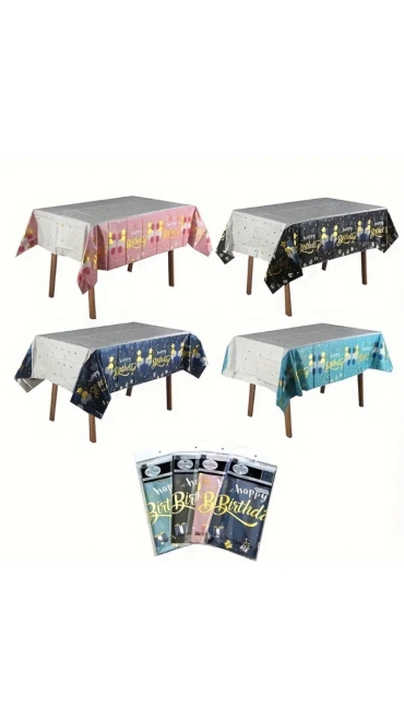 Fata de Masa Pentru Petrecere, Aniversare, din Folie  Aluminiu, model La Multi Ani, 137 cm × 183 cm - Engros