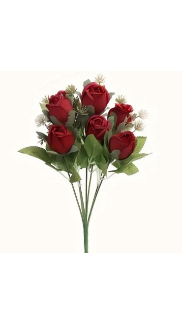 Buchet Trandafiri din Flori Artificiale, 7 capete, 35 cm - Engros