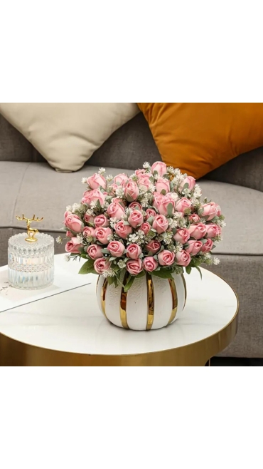 Buchet Trandafiri din Flori Artificiale, 7 capete, 35 cm - Engros